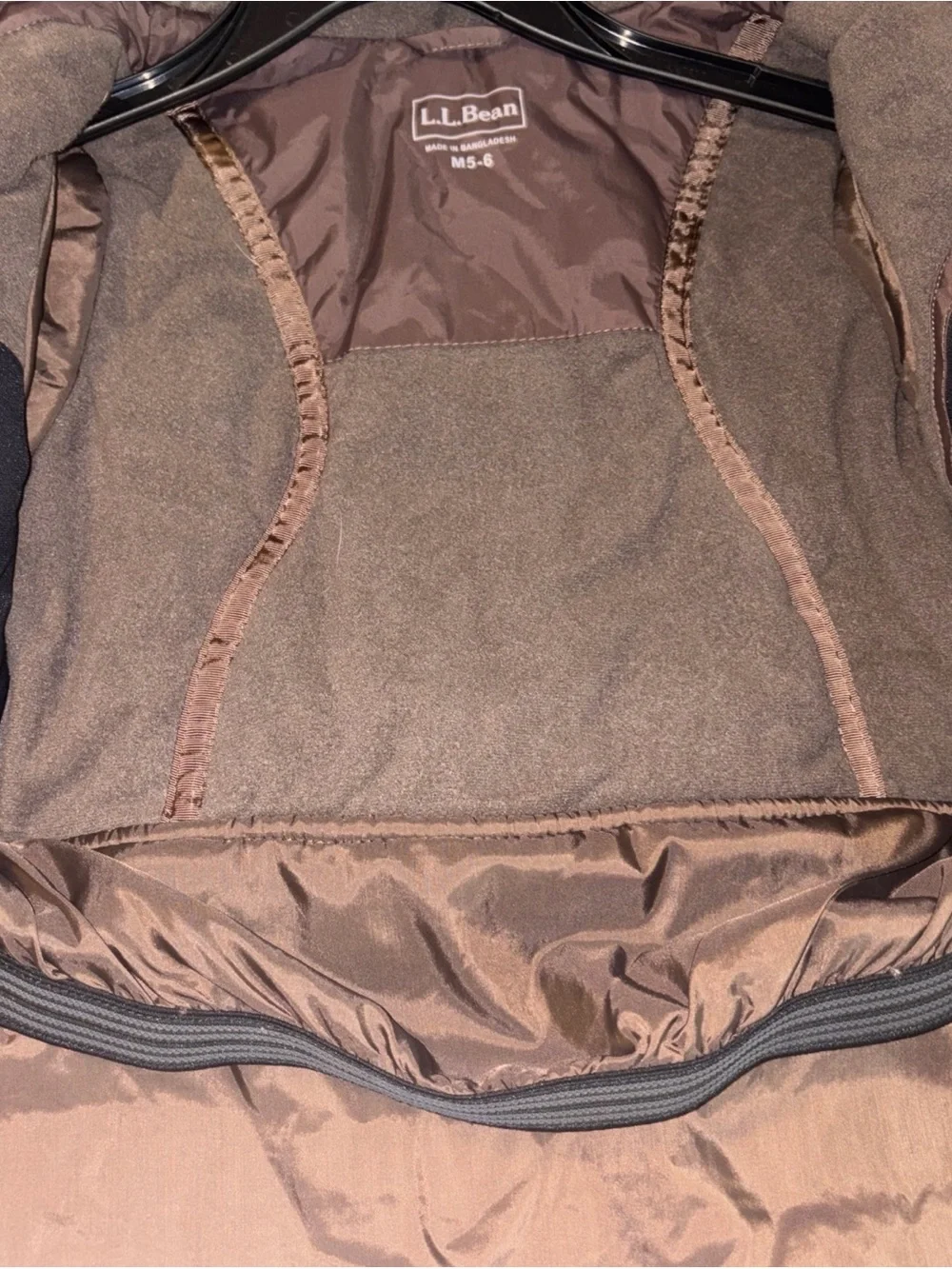 L.L. Bean Girls Medium 5-6 Brown parka W/removable Hood Zip-Up Jacket